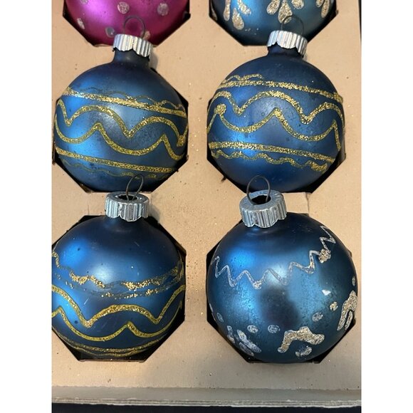 11 Shiny Bright Christmas Ornament Mica MCM Mercury Glass Some Matching With Box - Picture 3 of 10